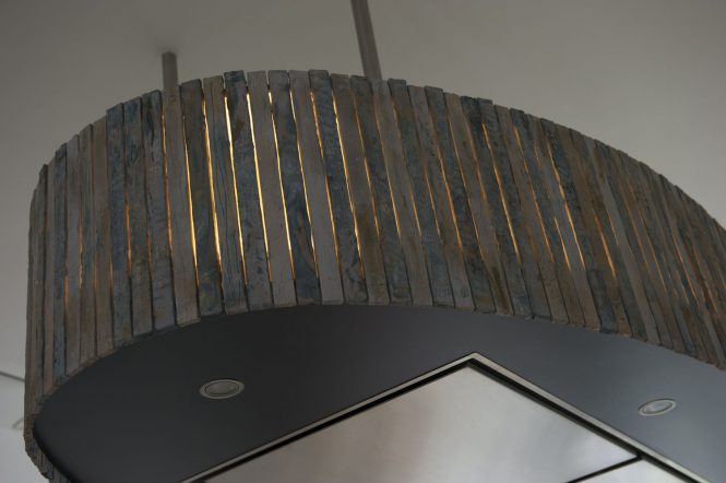 Lighting extractor hood, detail, halchimia, bronze, wood, MDF, 150x70 cm