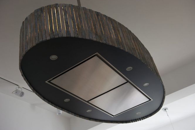 Lighting extractor hood, halchimia, bronze, wood, MDF, 150x70 cm