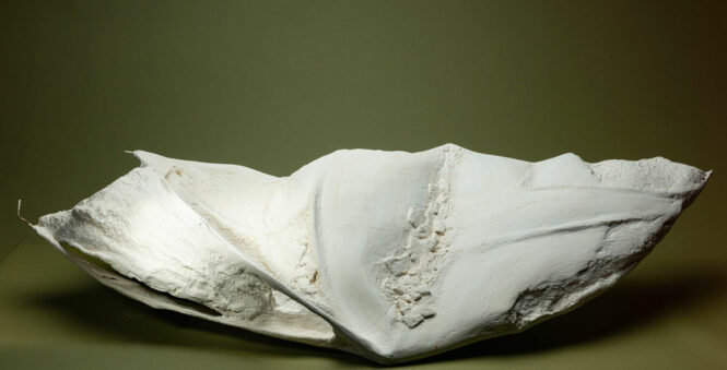 Wings of Silence IV, sculpture by Louise Renaud, 155 x 80 cm, plaster